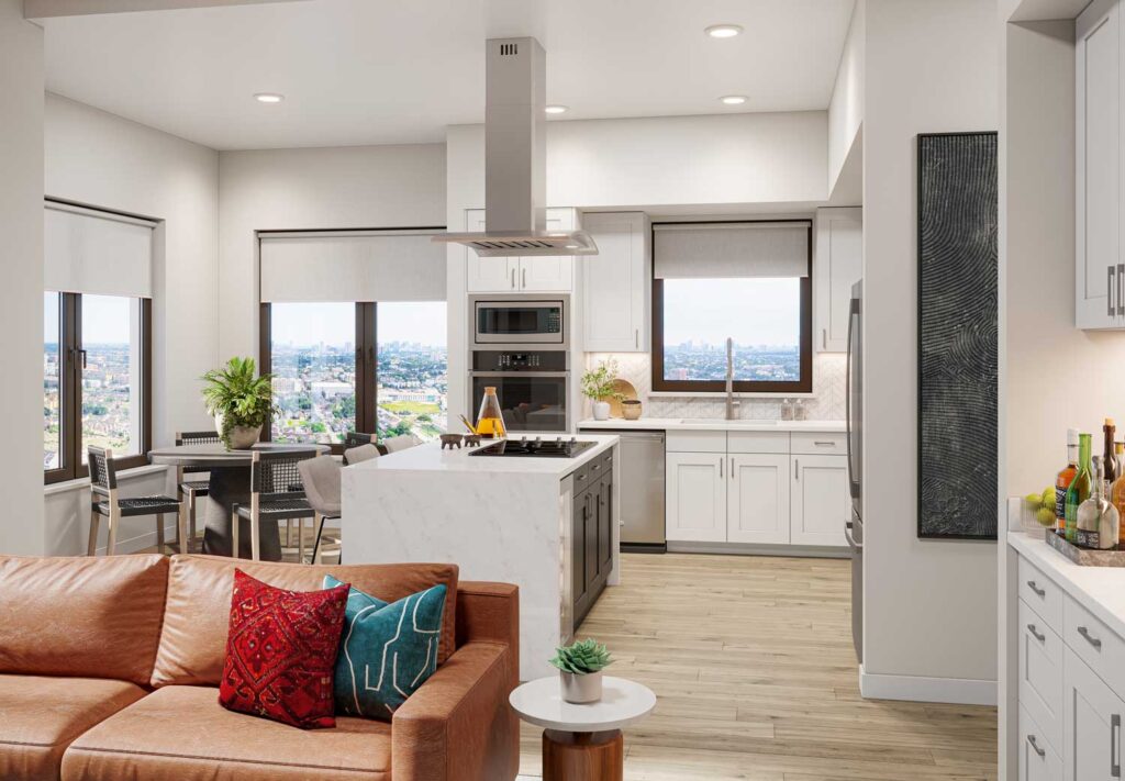 Pearl Pearl Rosemont; Studio, One, Two and Three Bedroom Luxury Apartments in the Montrose District and Close to Downtown Houston, TX; Pet Friendly Interior Rendering B3a